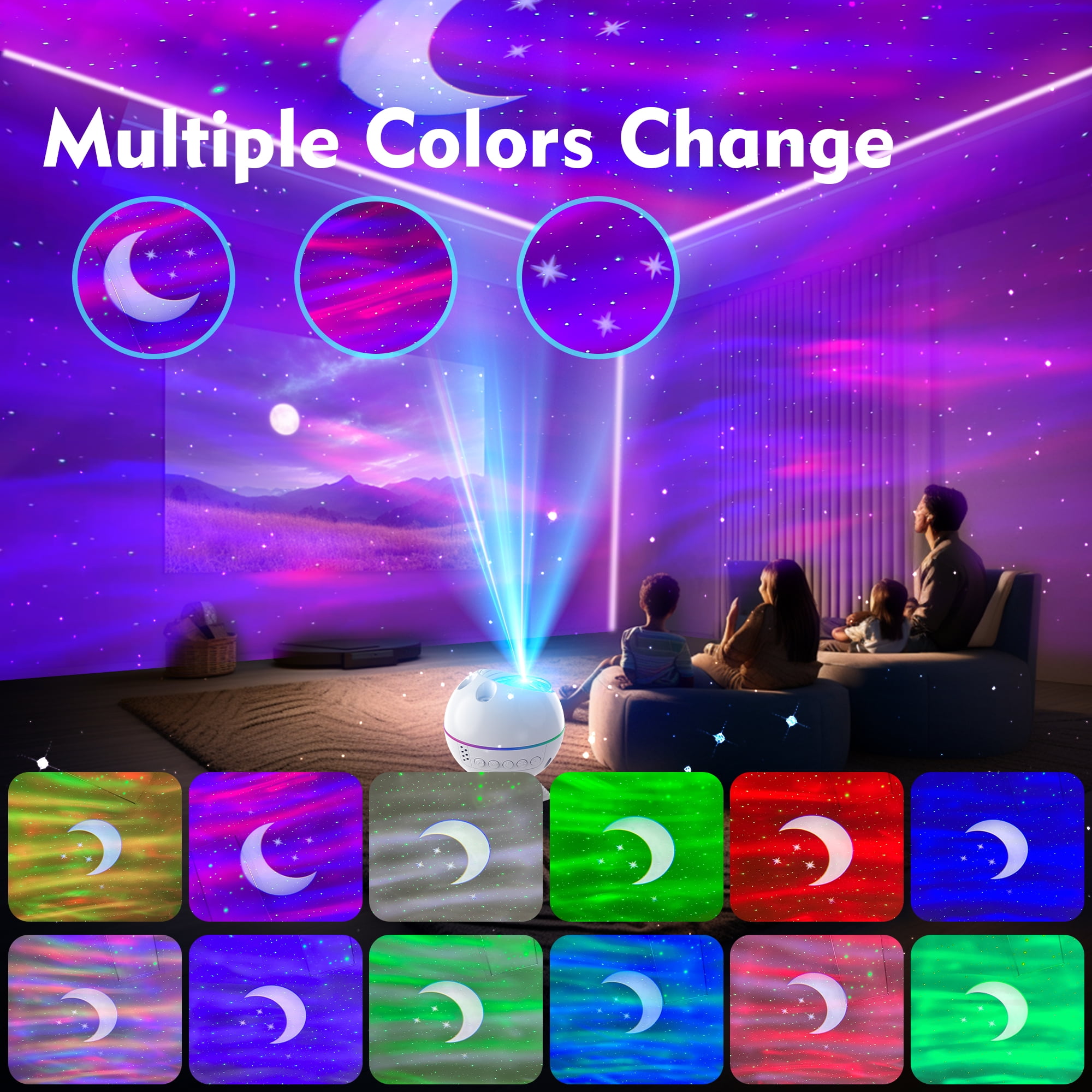 DAYBETTER Moon Star Projector, Galaxy Light Projector for Bedroom,Remote Control and Color Changing Timer Aurora Bedroom Kids Night Light ,Gifts Room Decor for Teen Girls Boys White
