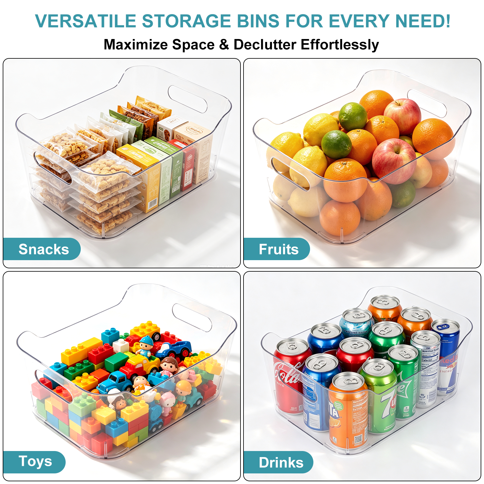Taimasi 8-Pack Clear Plastic Storage Bins with Handles photo 4