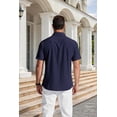 thumbnail image 5 of COOFANDY Men' Short Sleeve Button Down Shirt Wrinkle Free Stretch Business Casual Dress Shirt Summer Office Wedding Travel Untucked Shirt with Pocket Army Green, 5 of 6