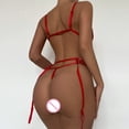 thumbnail image 2 of Gibobby Conjunto de lencería Sujetador + tangas Apelación Liga Ropa de dormir Anillo sexy Ropa interior de Nueva perspectiva Pijamas Lencería de Íntimos de flores(Vino, XXL), 2 of 5