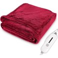 thumbnail image 1 of TEMOGU-Heated Blanket Twin Electric Blanket Throw, Soft Flannel Fast Heating Blanket Warm with 3 Heating Level 8-Hour Auto Shut Off Overheating Protection, Machine Washable, Red (62x84), 1 of 4