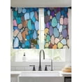 thumbnail image 3 of Colorful Stone Semi Sheer Window Curtains 45 Inches Long, Rainbow Abstract Oil Painting Brushwork Rod Pocket Voile Silky Chiffon Curtain Light Filtering Drapes for Living Room, 52"x45", 2 Panels, 3 of 9