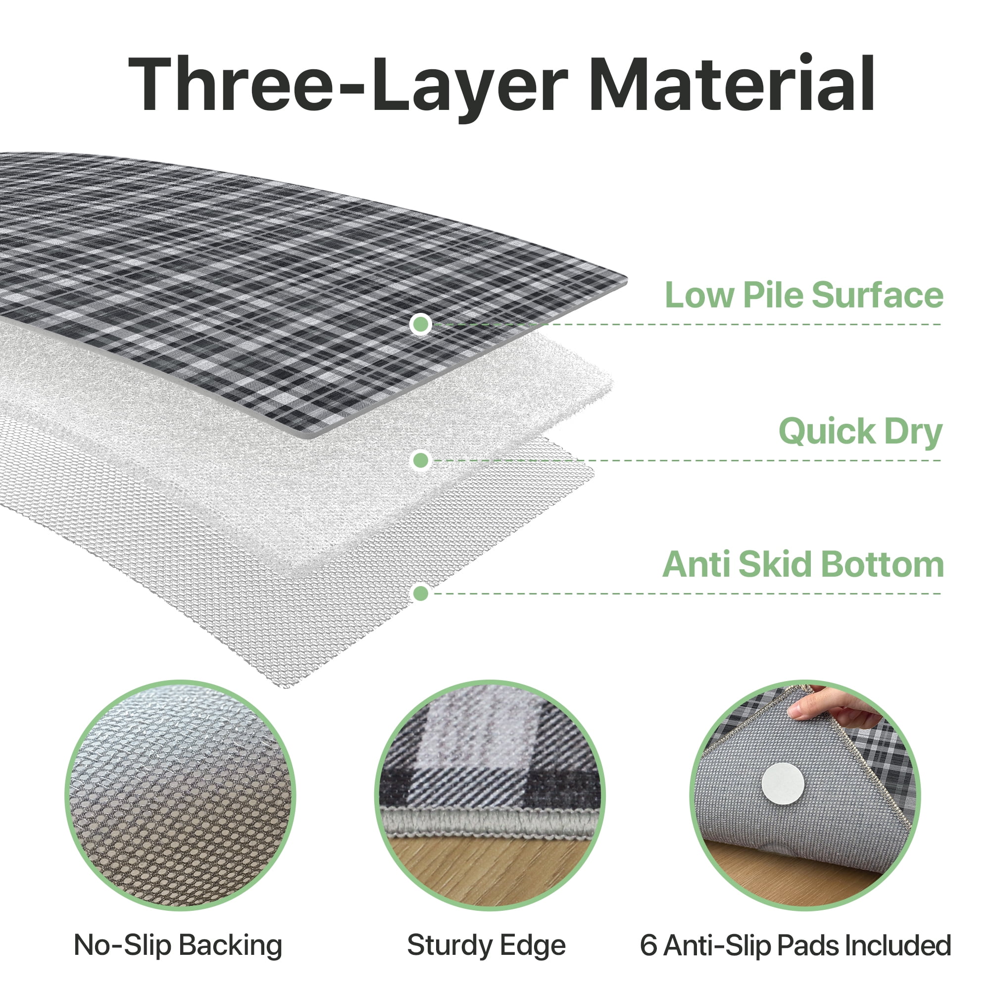 DEORAB Outdoor Rugs 9'X12' Chenille Patio Rug Three-Layer Material Imitation Silicone Spot Molding Camping Outside Rv Mat,Black