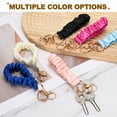 thumbnail image 7 of Uxcell Scrunchie Keychain Wristlet, Round Stretchy Removable Scrunchie Lanyard Bracelet Key Chain Multifunctional Cute Elastic Wrist Holder for Women Girl-2Pcs(Black/Dark Pink), 7 of 7