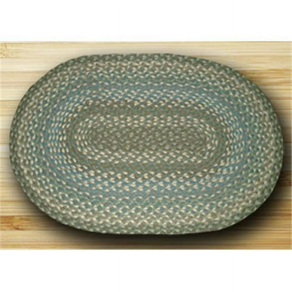 Oval Shaped Rug, Sage, Ivory and Settlers Blue