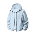 thumbnail image 4 of SEMPAI Water Proof Jacket for Women Windbreaker Jacket Women Hooded Casual Long Sleeve Coat with Pocket Loose Full Zipper Fitness Suit Blue XL, 4 of 6