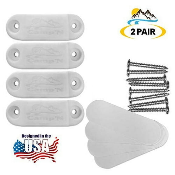 Camp'N RV Magnetic Door Catch - Holder, White 2-Pair, with Mounting Hardware