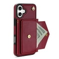 thumbnail image 4 of Nalacover Case for iPhone 16, Crossbody Wallet Case with Card Slots Holder, PU Leather Lanyard Shoulder Strap Purse Cover with Kickstand Shockproof Case for iPhone 16, Red, 4 of 8