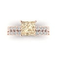 thumbnail image 2 of Clara Pucci 14K Rose Gold Princess Cut 2Ct Natural Morganite Engagement Ring + Matching Band - Luxury Box Included, 2 of 7