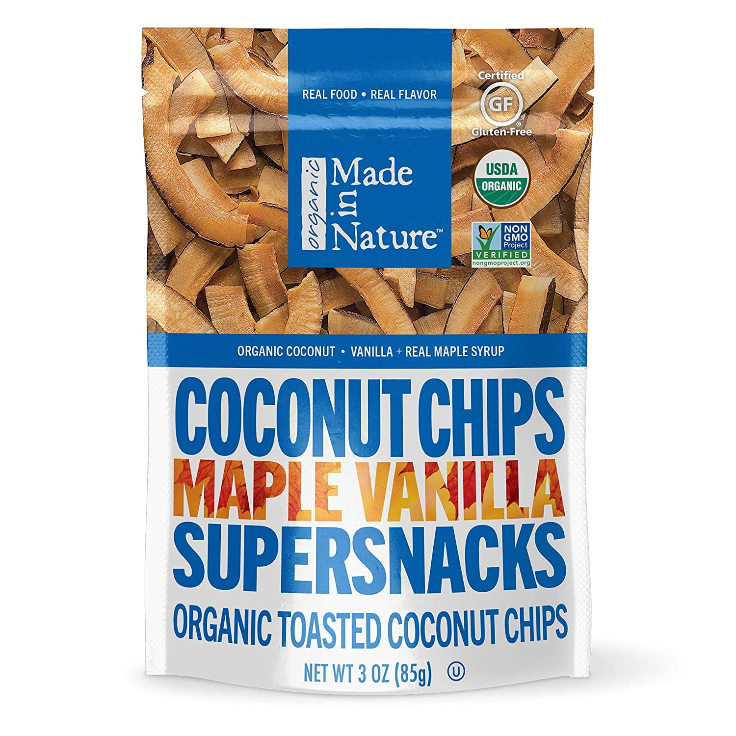 Made in Nature Organic Toasted Coconut Chips Maple Madagascar Vanilla 3.0 oz Pack of 2