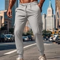 thumbnail image 2 of Kvture Mens Casual Cargo Joggers Drawstring Elastic Waist Tapered Work Cargo Pants Outdoor Hiking Pants with Pockets Gray XXXL, 2 of 7