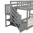 thumbnail image 6 of Twin Over Twin Bunk Bed with Stairs and Storages for Kids Teens, Solid Wood Low Bunk Beds Frame with Support Slat, No Box Spring Required, Gray 76''Lx39.3''Wx50.6''H, 6 of 7