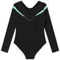 thumbnail image 4 of YONGHS Kids Girls Gymnastic Leotard Rhinestone Long Sleeve Ballet Dance One Piece Unitard Bodysuit Light Green 8, 4 of 6
