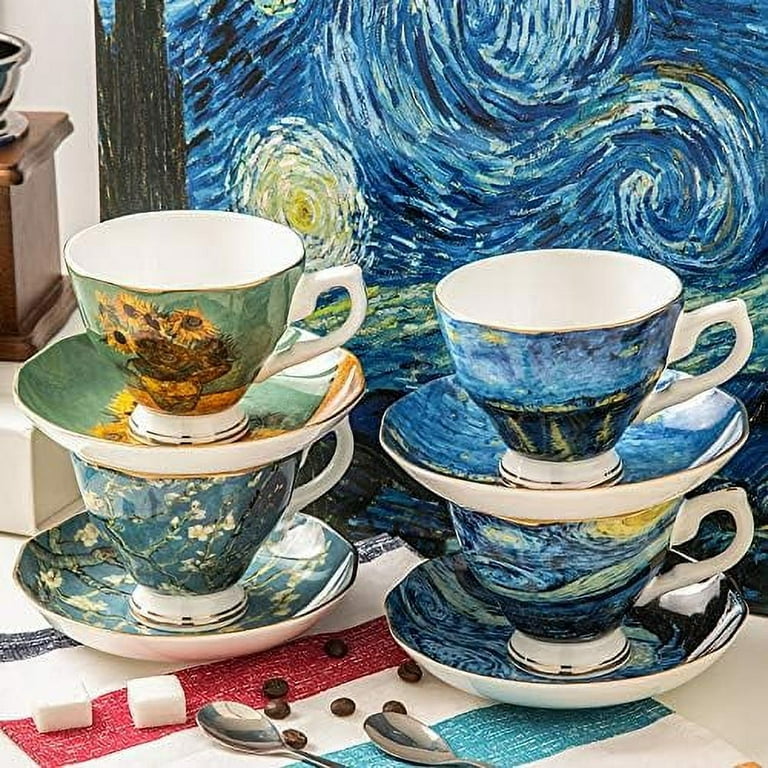 Van Gogh Tea Set, Set of 4 Glasses with Beautifully Painted Van Gogh Art,  Fine Bone China Van Gogh M…See more Van Gogh Tea Set, Set of 4 Glasses with