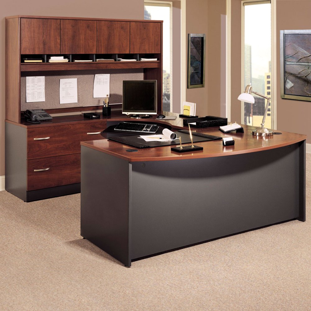 Bush Series C UShaped Desk with 4 Door Hutch and Lateral File