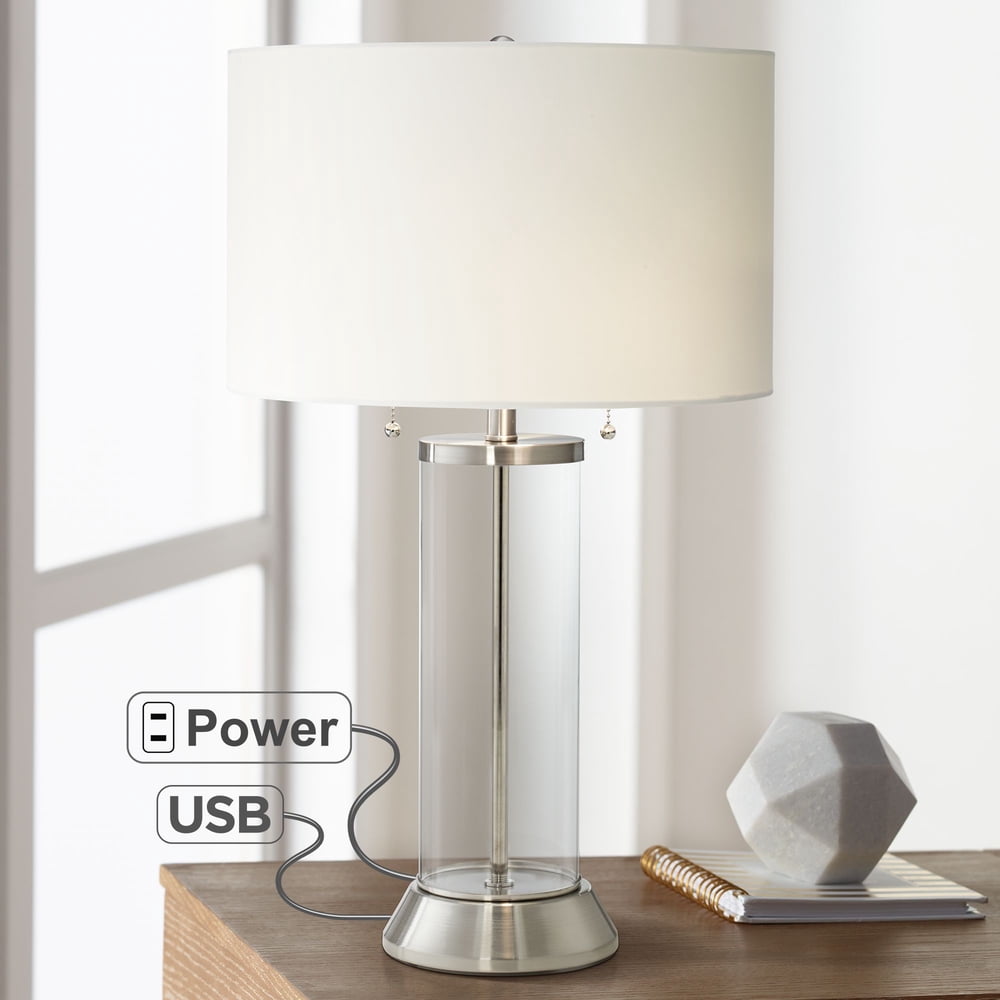Possini Euro Design Coastal Table Lamp With USB And AC Power Outlet In 