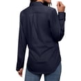 thumbnail image 4 of Siliteelon Women's Button Down Dress Shirts Cotton Long Sleeve Blouse Classic Fit Work Business Casual Tops Navy Blue, 4 of 7