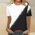 thumbnail image 3 of TKLPEHG Womens Tops Trendy Short Sleeve T Shirts Crew Neck Color Block Patchwork Graphic Tee Summer Fashion Casual Loose Comfy Outfits (White,XXL), 3 of 4