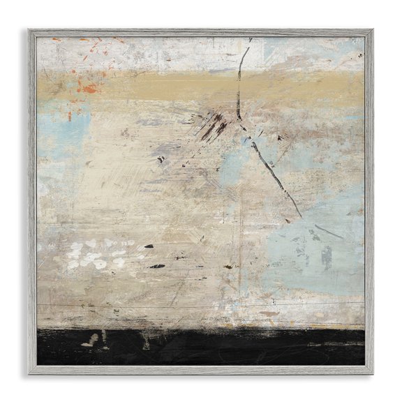Stupell Industries Industrial Rustic Beige Modern Composition Gray Framed Giclee Art, 12 x 12, by Suzanne Nicoll