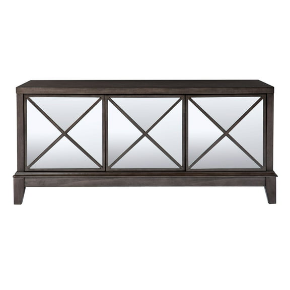 Southern Enterprises 50" Brown Rectangular Mirrored Media Cabinet with Storage
