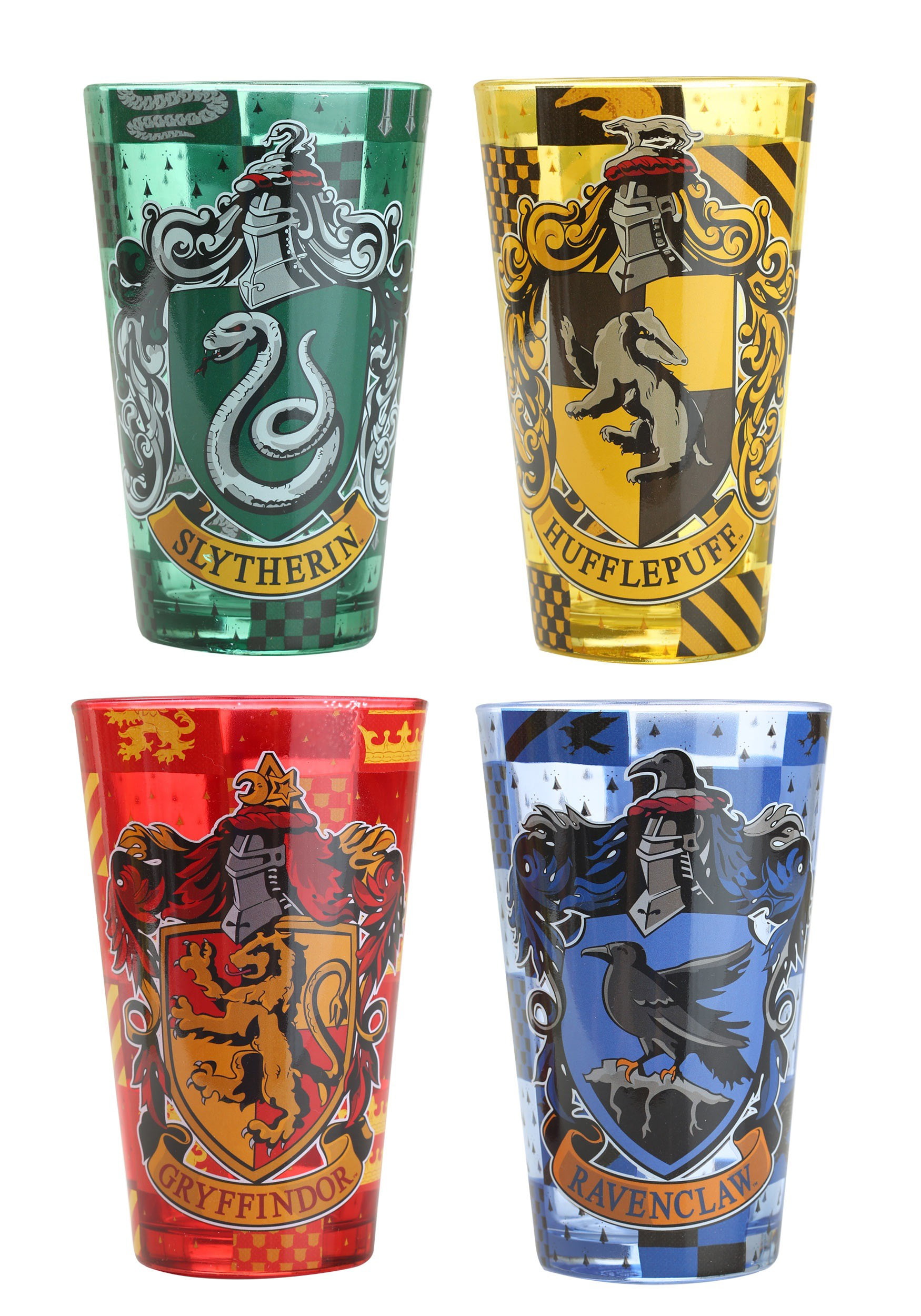 Set of 4 House Crests Harry Potter Pint Glasses 
