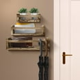 thumbnail image 6 of 3 Wooden Floating Shelves - Rustic Mahogany Color Wall Mount Shelf – 3 Variable Sizes, 6 of 9
