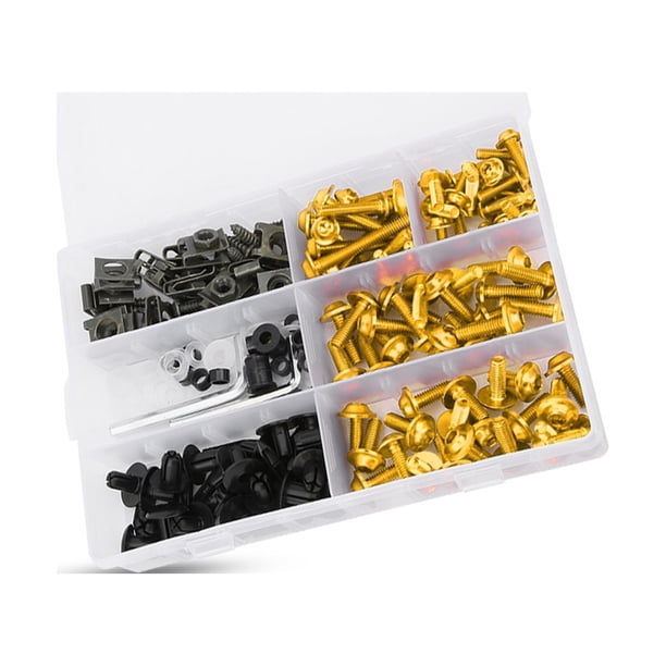 Piezas de motocicleta, 198 piezas/juego de tornillos de carenado de parabrisas, kit de tornillos de carenado de motocicleta, características mejoradas