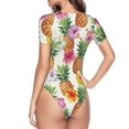 thumbnail image 4 of Haiem Hawaiian Pineappl Women's Crew Neck Short Sleeve Bodysuit Tops Stretchy Slim Basic-Small, 4 of 9