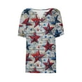 thumbnail image 5 of New trending & for spring GaThRRgYP Women's Everyday Short Sleeve Blouse - Summer Casual Top,Ladies' Independence Day Printed Button Up Three Quarter Sleeve 3/4 Sleeve V-neck Top/shirt Red S, 5 of 5