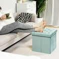 thumbnail image 4 of PINPLUS 15.7" Teal  Velvet Ottoman Storage Cube,Footrest Stool Seat,Toy Chest Storage Box with Lid,Footstool for Living Room, 4 of 6