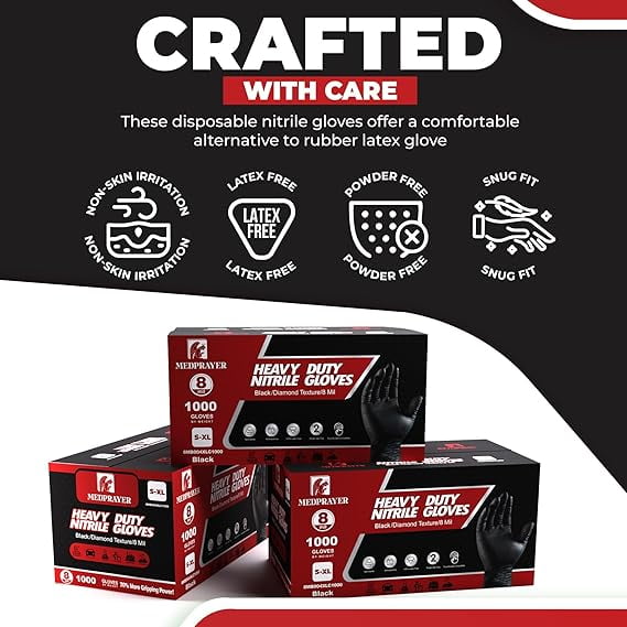 Industrial Nitrile Gloves – Extra Thick Disposable Mechanic Gloves with Diamond Grip (Best for Oil & Chemicals)