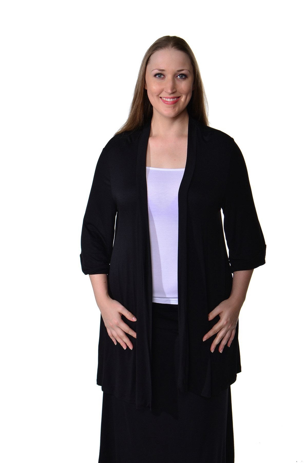 Women's Plus Size 3/4 Sleeve Open Shrug