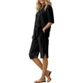 thumbnail image 3 of GILIGEGE Linen Sets for Women 2 Piece Summer Womens Daily Casual Solid Long Sleeve Shirt Tops Pockets Pants Shirt Trousers Set Tracksuit Lounge Matching Sets Black Xxl, 3 of 9