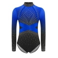 thumbnail image 4 of Doomiva Rhinestone Leotard for Girls Gymnastics Ballet Dance One Piece Shiny Long Sleeve Bodysuit Activewear Navy Blue 8, 4 of 6