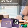 thumbnail image 6 of Nalacover for iPhone 16 Pro Max Zipper Wallet Case,Luxury PU Leather Back Soft TPU Magnetic Buckle Flip Card Pocket Shockproof Slim Cover with Adjustable Crossbody Shoulder Strap,Purple, 6 of 8