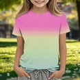 thumbnail image 2 of Zpanxa T Shirts for Girls Solid Color Round Neck Loose Fit Print Pattern Top Polyester Spandex 7-8 Years, 2 of 5