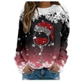 thumbnail image 2 of TIMIFIS Chandail de Noël Surdimensionné pour Femmes, Décontracté et Mignon, Imprimé Flocon de Neige et Verre de Vin Rouge, Col Rond, Chandail à Enfiler, Cadeaux pour Femmes pour Noël, 2 of 5