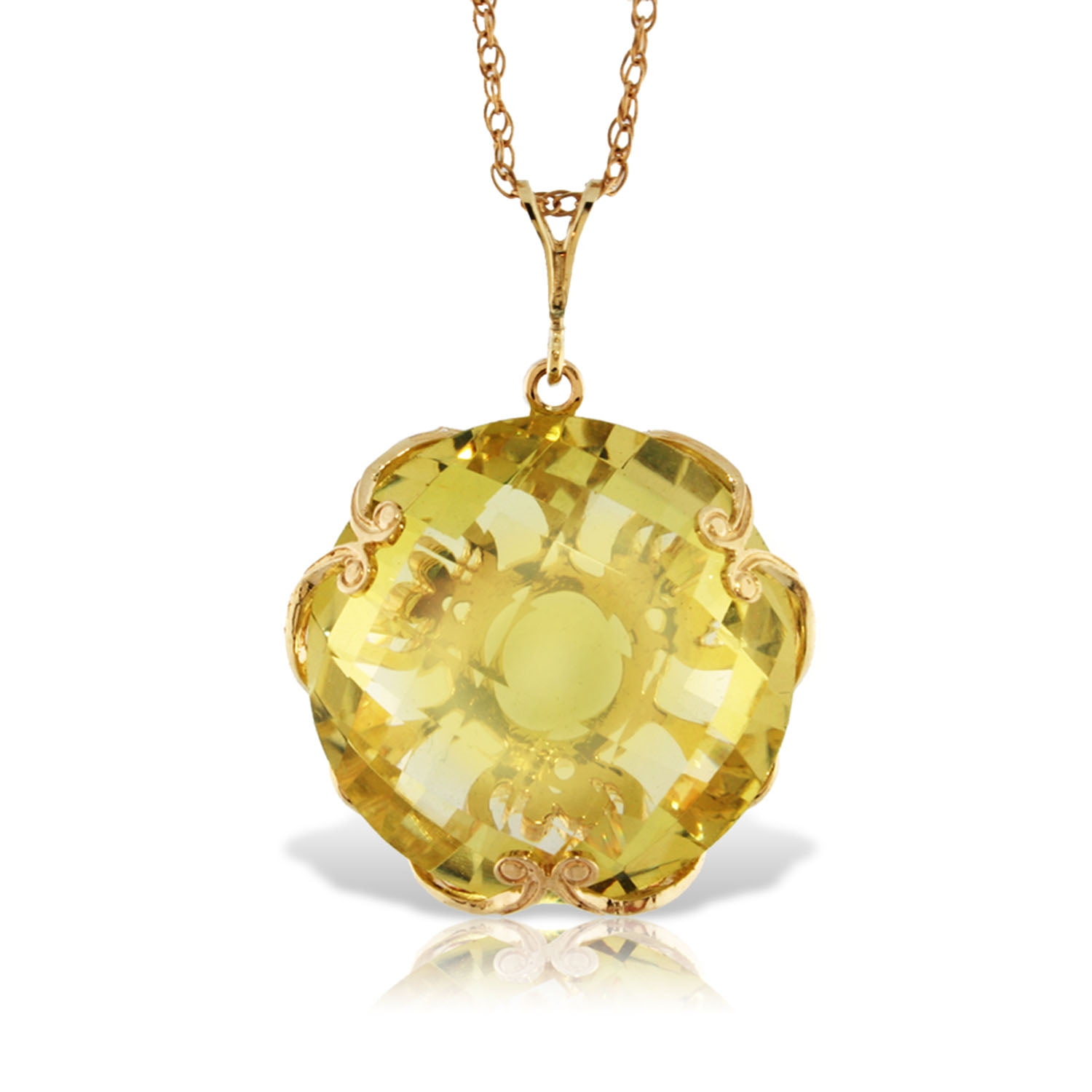 Galaxy Gold 14K Solid Gold Checkerboard Pendant Necklace for Women - Yellow Gold Fine Jewelry