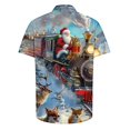 thumbnail image 3 of Camisas de Manga Larga para Hombres, Botón de Impresión Blusa de Cuello, Camisa de Poliéster de Moda Casual, 3 of 7