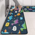 thumbnail image 2 of Kitchen Rugs Sets Of 2,DarkBlue Cartoon Dinosaurs SpeechBubbles Pattern Anti Fatigue Kitchen Mat Rugs Non Slip Washable,Decorative Kitchen Floor Mats for Kitchen,Sink,Laundry,17"x47"+17"x47", 2 of 5