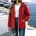 thumbnail image 5 of Snorda Jackets for Women Hooded Rain Jacket Waterproof Windproof Full Zip Jackets Solid Color Lightweight Jackets with Drawstring Hems for Fall Hiking Camping Wear Daily Looks, 5 of 9