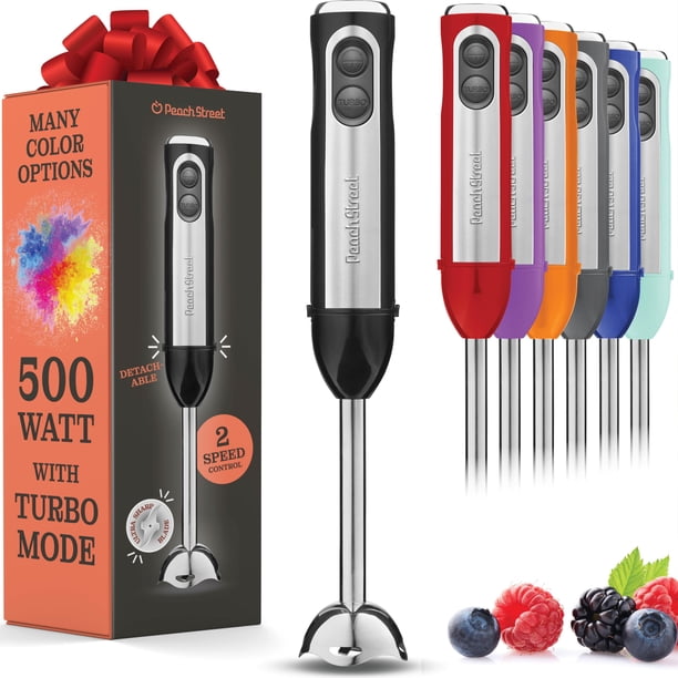 Potente batidora de inmersión, batidora de mano eléctrica de 500 vatios con modo turbo, base desmontable. Batidora de mano para sopa, batidos, puré, comida para bebés, cuchillas de acero inoxidable 30