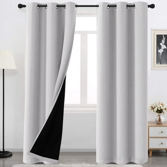H.Versailtex 100% Blackout Grommet Curtains, 42" x 84", 2 Panels, Bleached White, Bedroom
