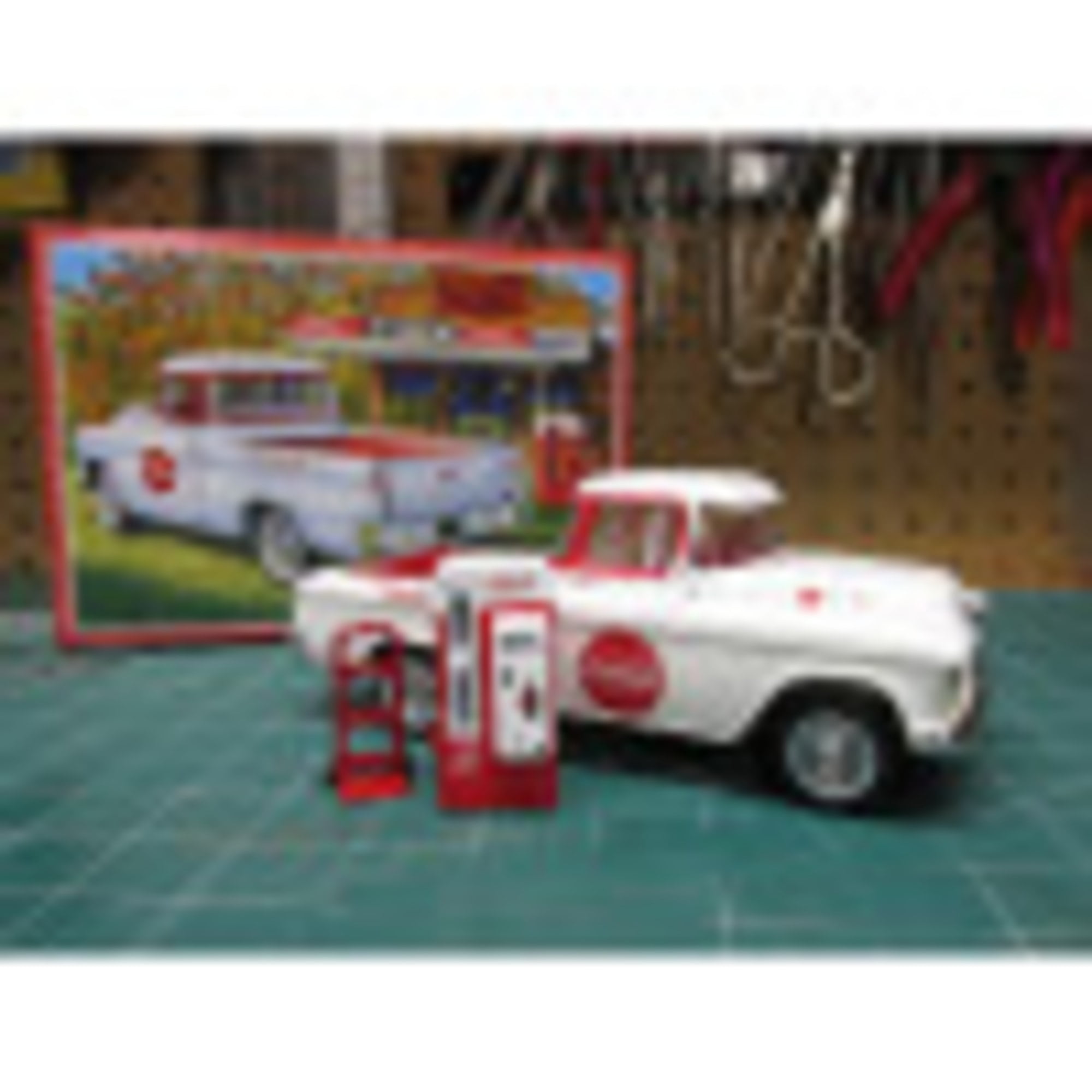 AMT: 1:25 Scale Model Kit - 1955 Chevy Cameo Pickup Coca-Cola - 90 Parts, Authentic Vehicle Building Kit, Includes Vending Machine & Dolly, Ages 14+