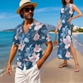 thumbnail image 2 of Yuyamidu Couple Matching Outfits Floral Shirts for Men Vacation Shirt Womens Summer Casual Loose Beach Split Long Maxi Dress with Pockets Husband and Wife Matching Outfits Woman 3XL, 2 of 7