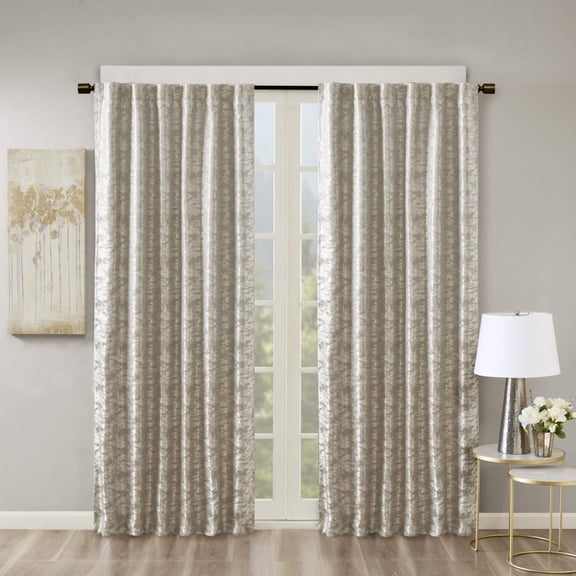 Marble Jacquard Total Blackout Curtain Panel Grey/Silver 50x95