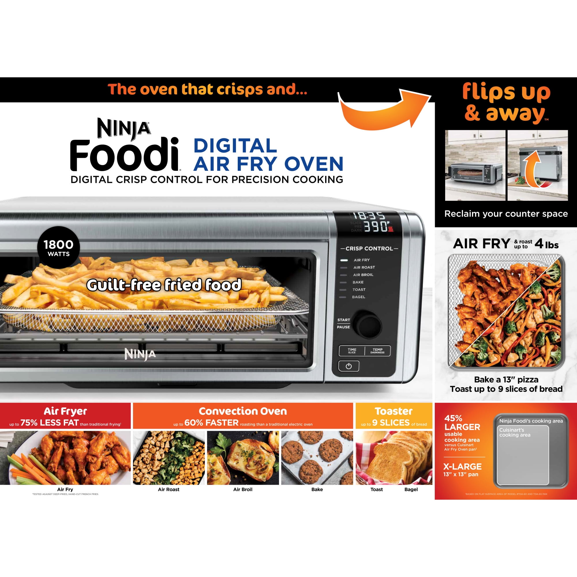 Ninja Air Fryer Oven Flip Up Foodi Digital Air Fry Oven Ninja