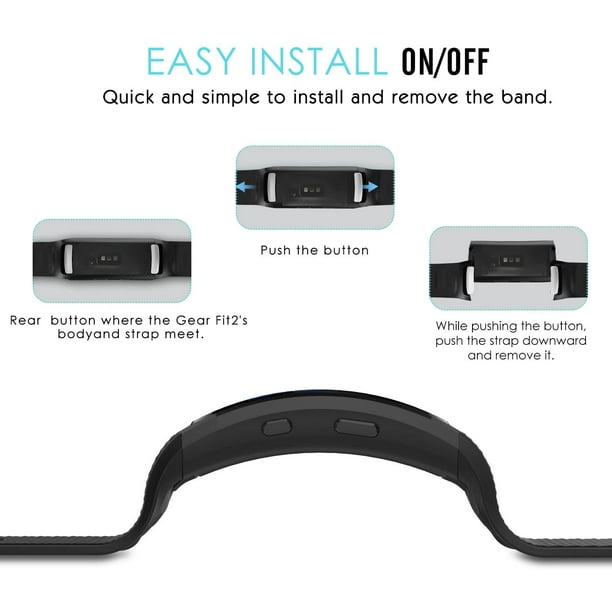 Watch Band Compatible with Samsung Gear Fit2 Gear Fit2 Pro Soft Silicone Replacement Sport Band for Samsung Gear Fit 2 SM R360 Fit 2 Pro Smart Watch BLACK Fits 5.90 8.38 Walmart