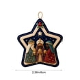thumbnail image 6 of Christmas Felt Nativity Ornament, Star Shaped Hanging Decoration With Manger Donkey and Sheep for Christmas Tree Wall Door Window Wreath Holiday Decor, 2.36 inch D, 6 of 6