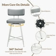thumbnail image 5 of HomeZeer Swivel Bar Stools Set of 2, 26" Counter Height BarStool with Back, Leather Upholstered Kitchen Stools with Footrest and Metal Frame, Bar Chair for Kitchen Island, Gray, 5 of 8